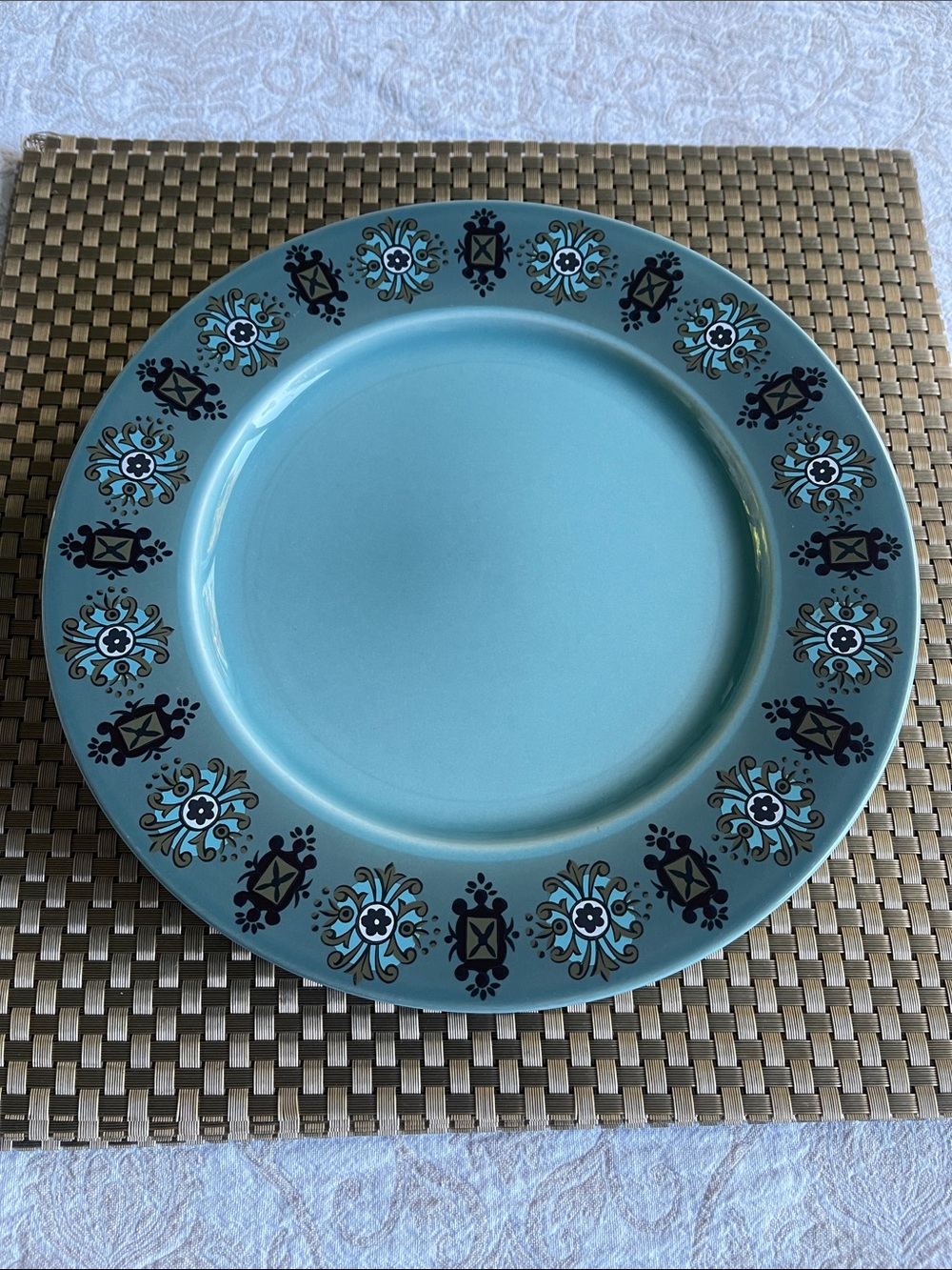 3 Vintage Taylor Smith & Taylor/ Dinner PlateTurquoise Stoneware/1960’s/ Madador